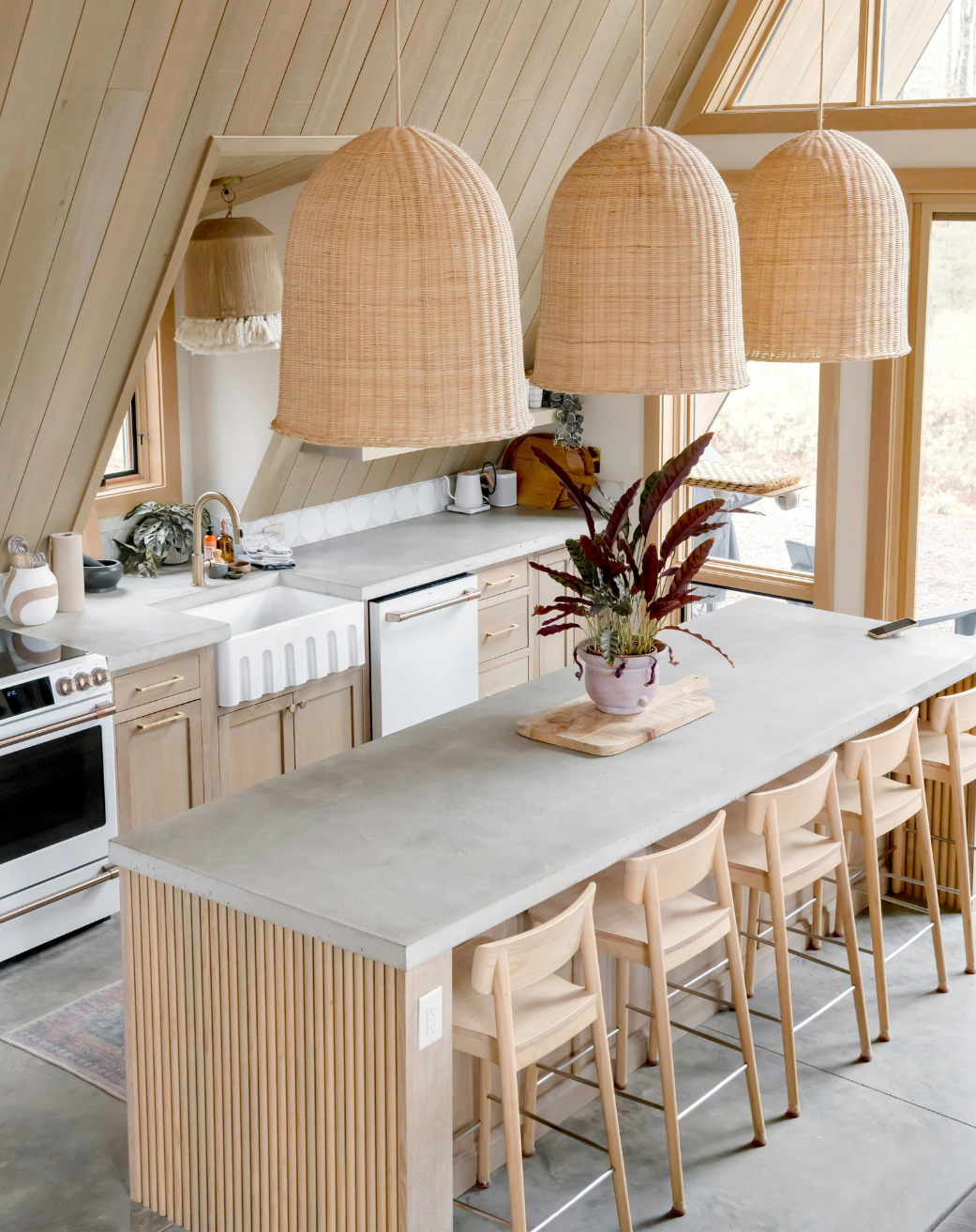 Luxury A-frame kitchen in a professionally managed Kelowna short-term rental property